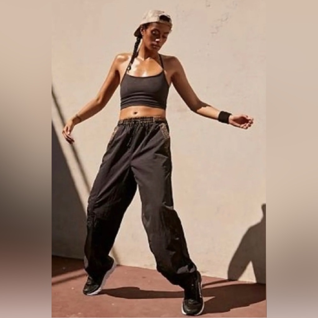 #1059 Nwot Free People Fp Movement Track Star High Rise Black Jogger Pant Medium